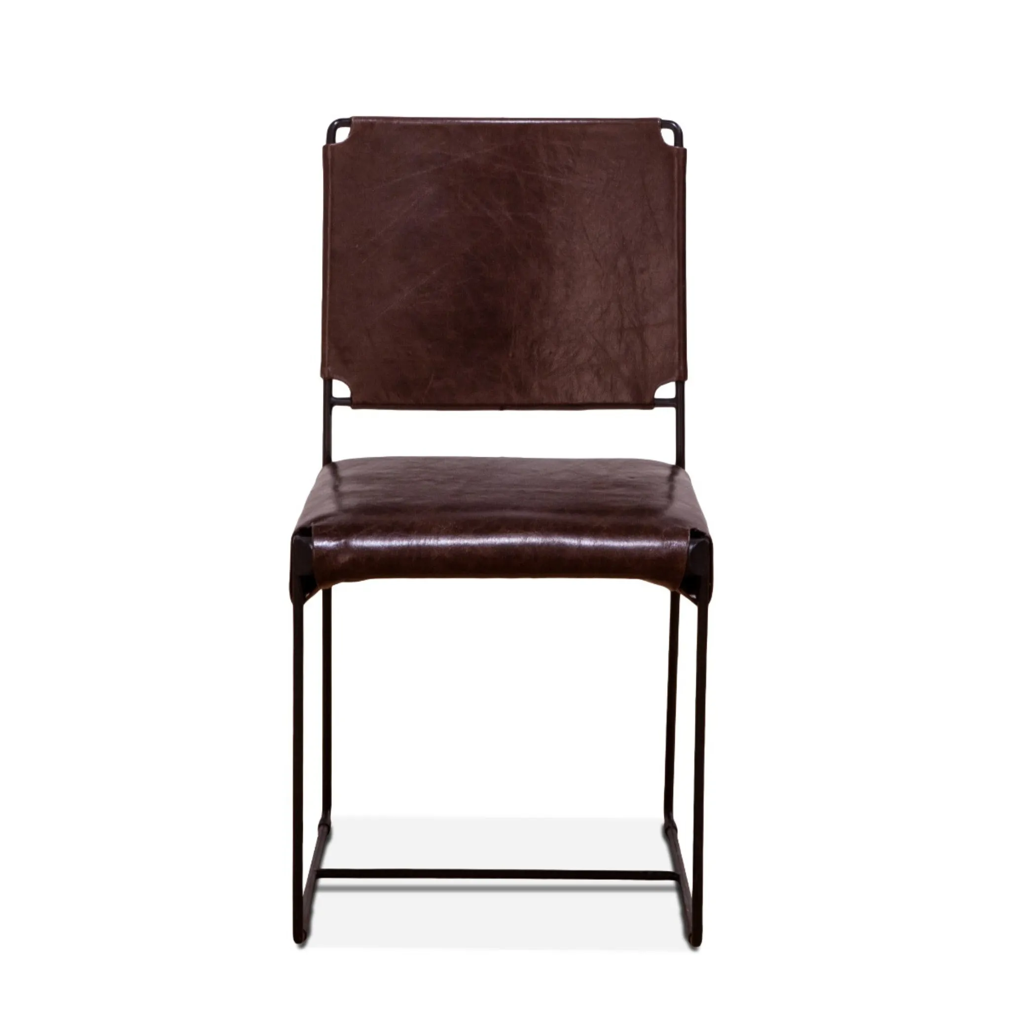 New York Iron and Chocolate Leather Dining Chair