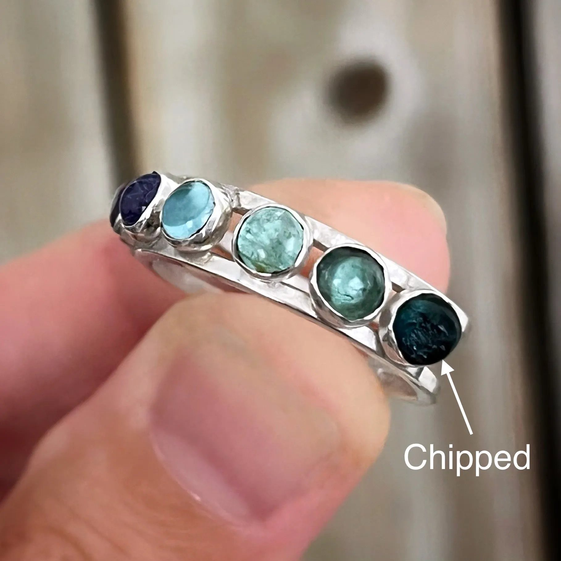 Ombré ring in silver - size 7 1/2