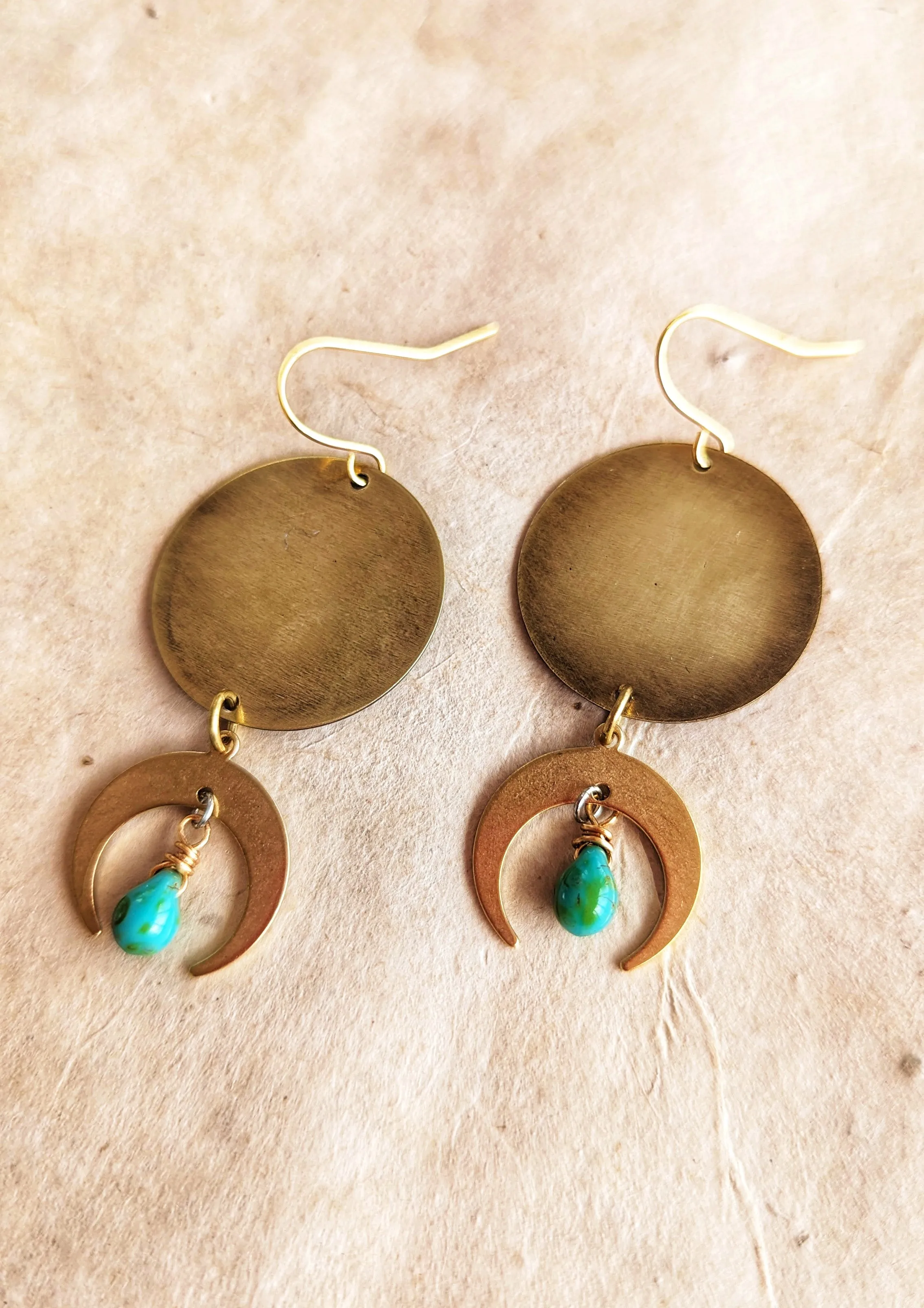 Ophelia Turquoise Teardrop Moon Earrings