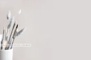 Paint Brushes With Grey Background. Stock Image