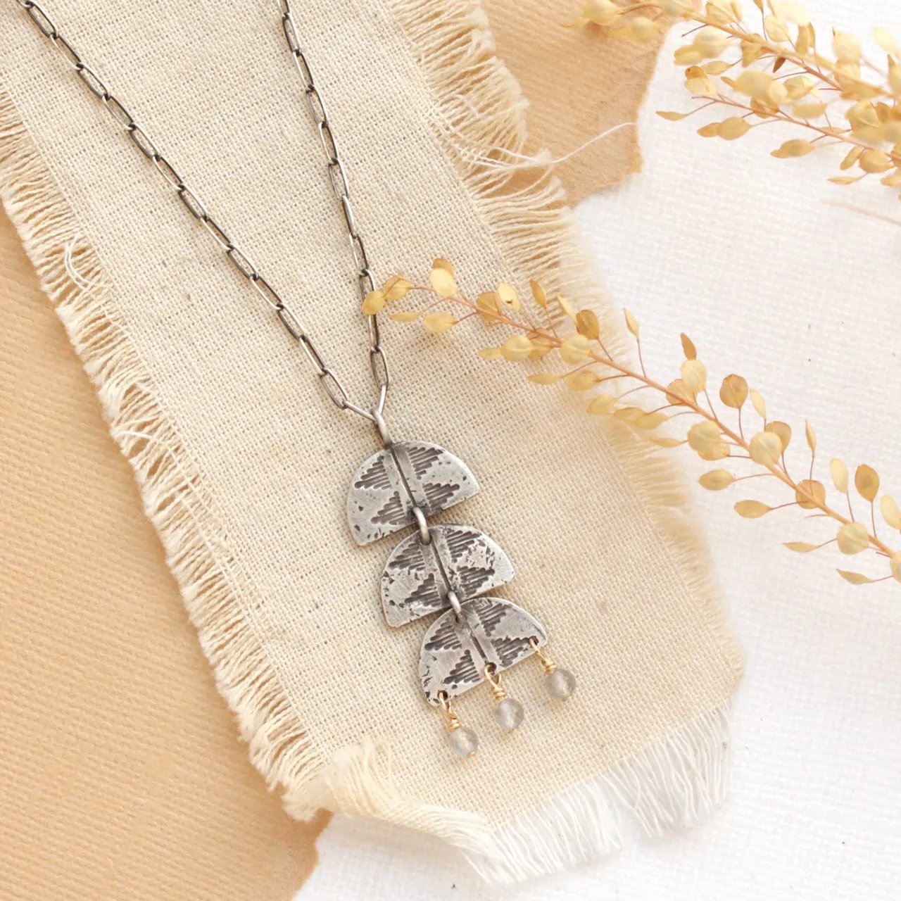 Pakal Trio Labradorite Dangle Necklace