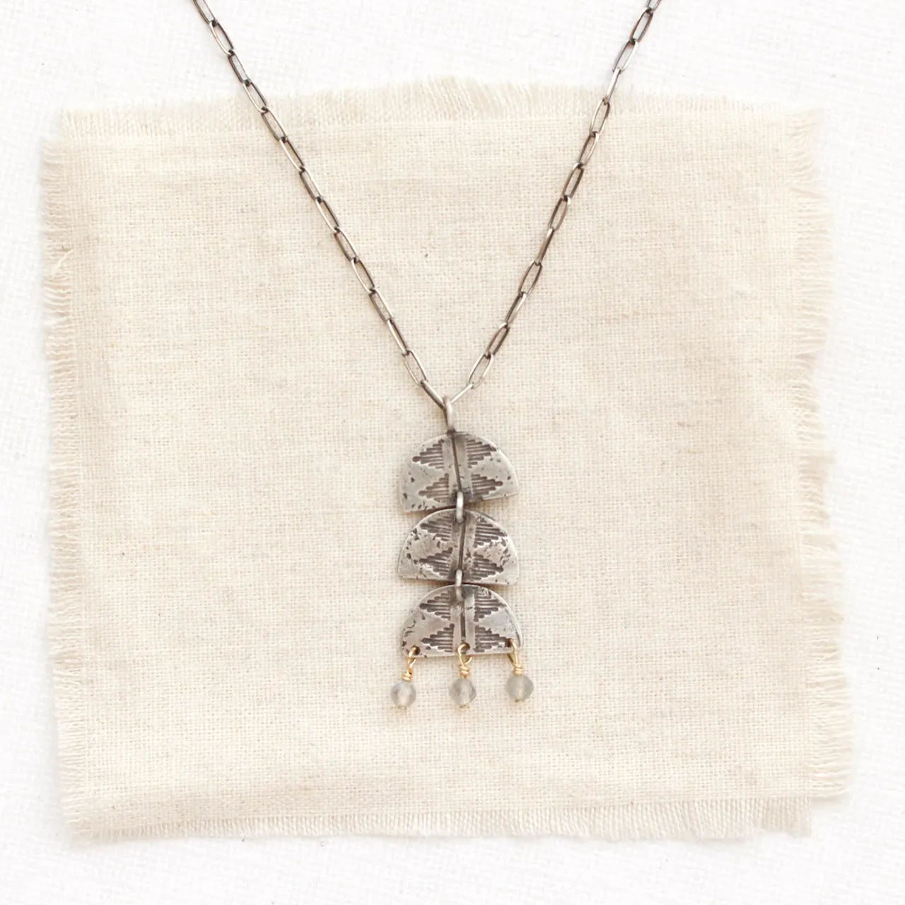 Pakal Trio Labradorite Dangle Necklace
