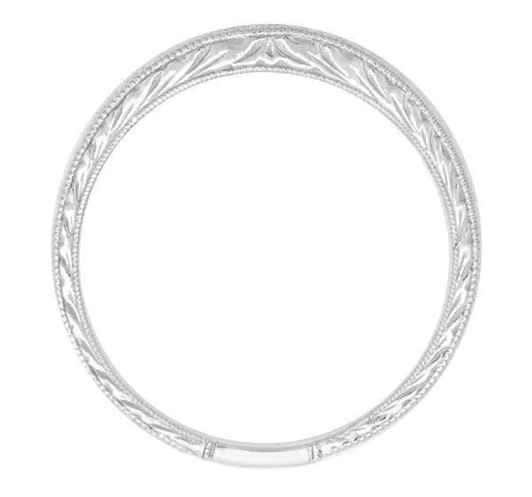 Palladium Art Deco Carved Wheat Contoured Wedding Band
