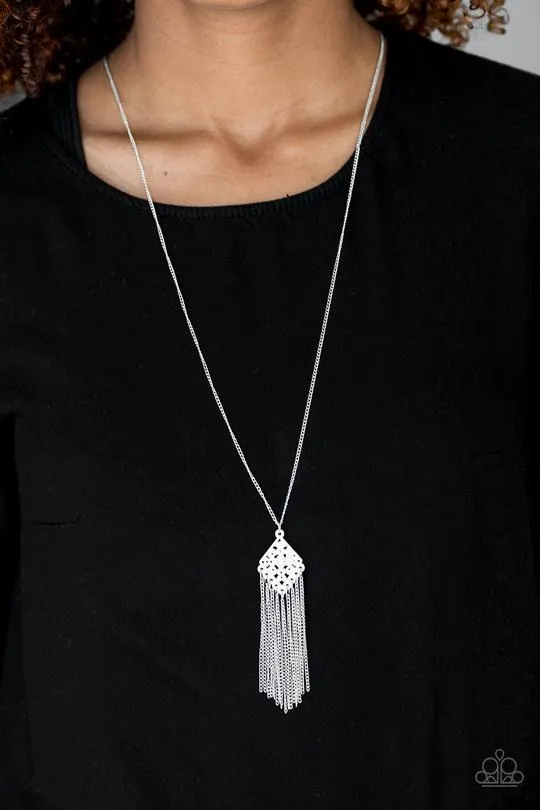 Paparazzi - Color Me Capricious - White Rhinestone Silver Necklace