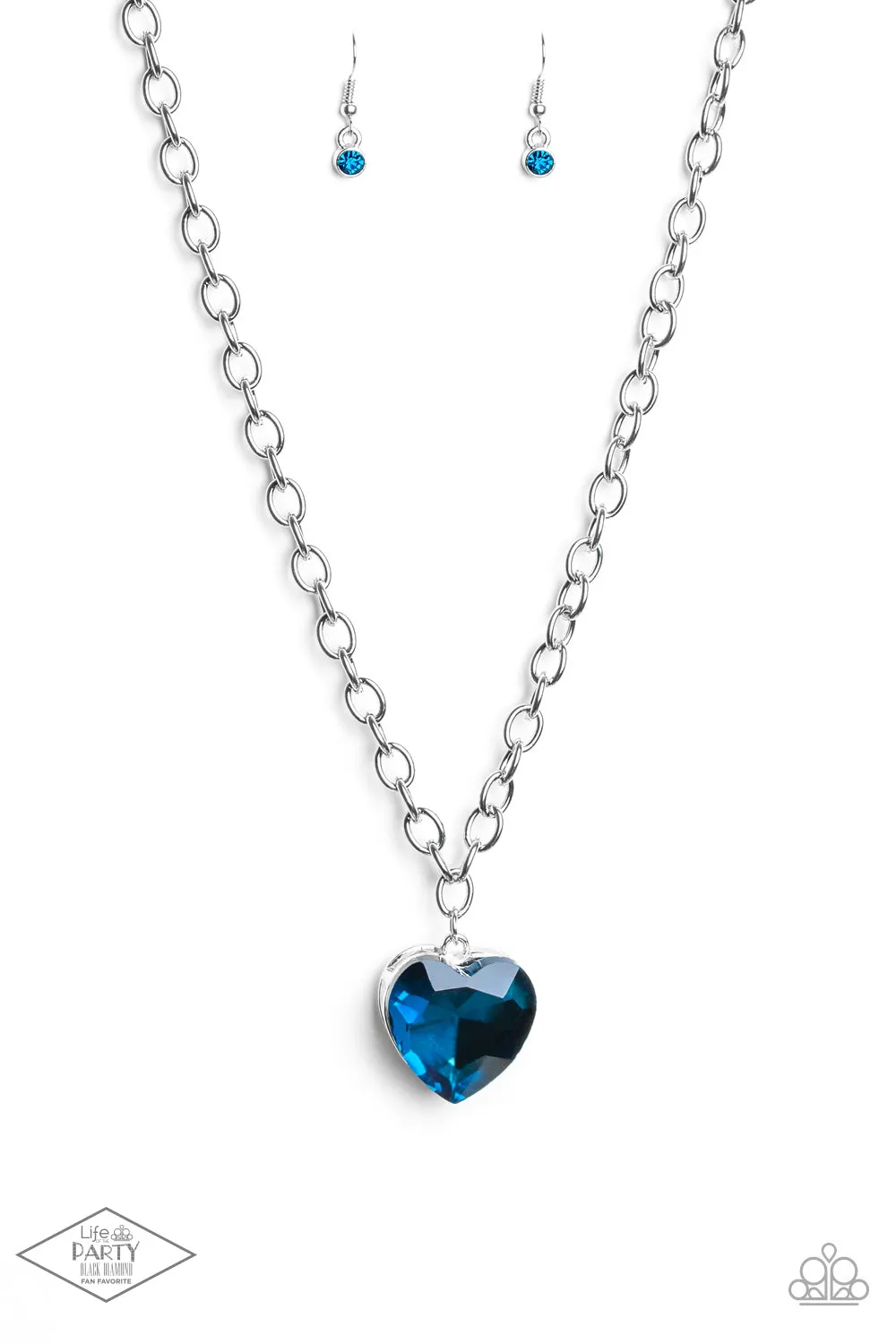 Paparazzi Flirtatiously Flashy - Blue Heart Necklace