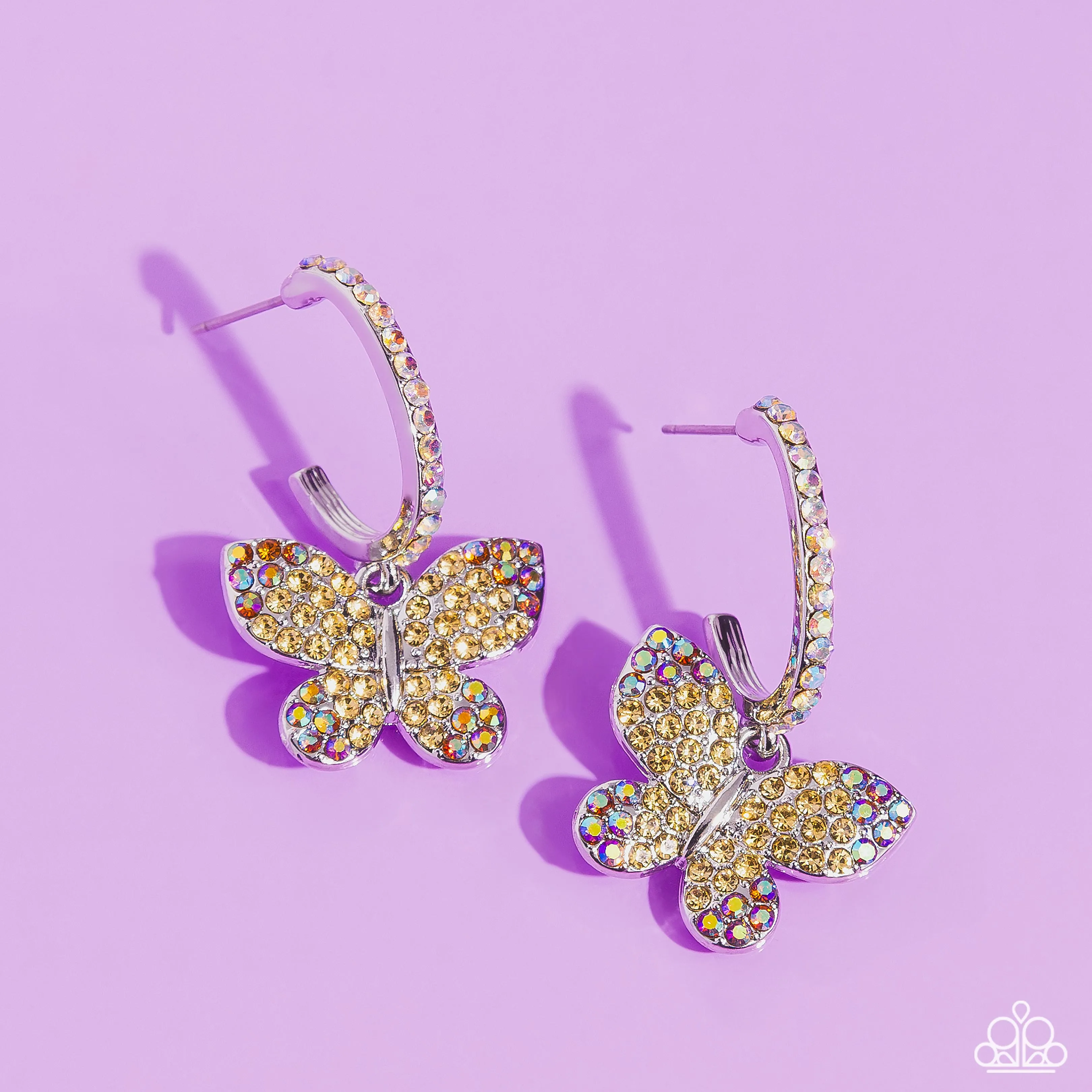 Paparazzi Whimsical Waltz Earrings Yellow (Iridescent)