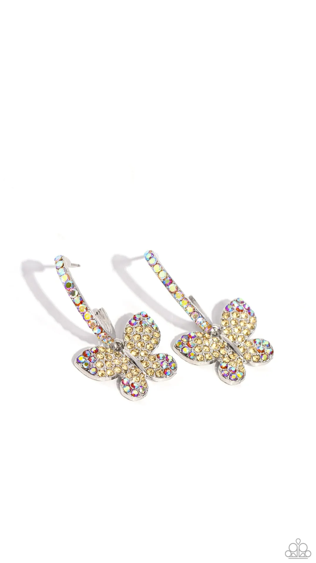Paparazzi Whimsical Waltz Earrings Yellow (Iridescent)
