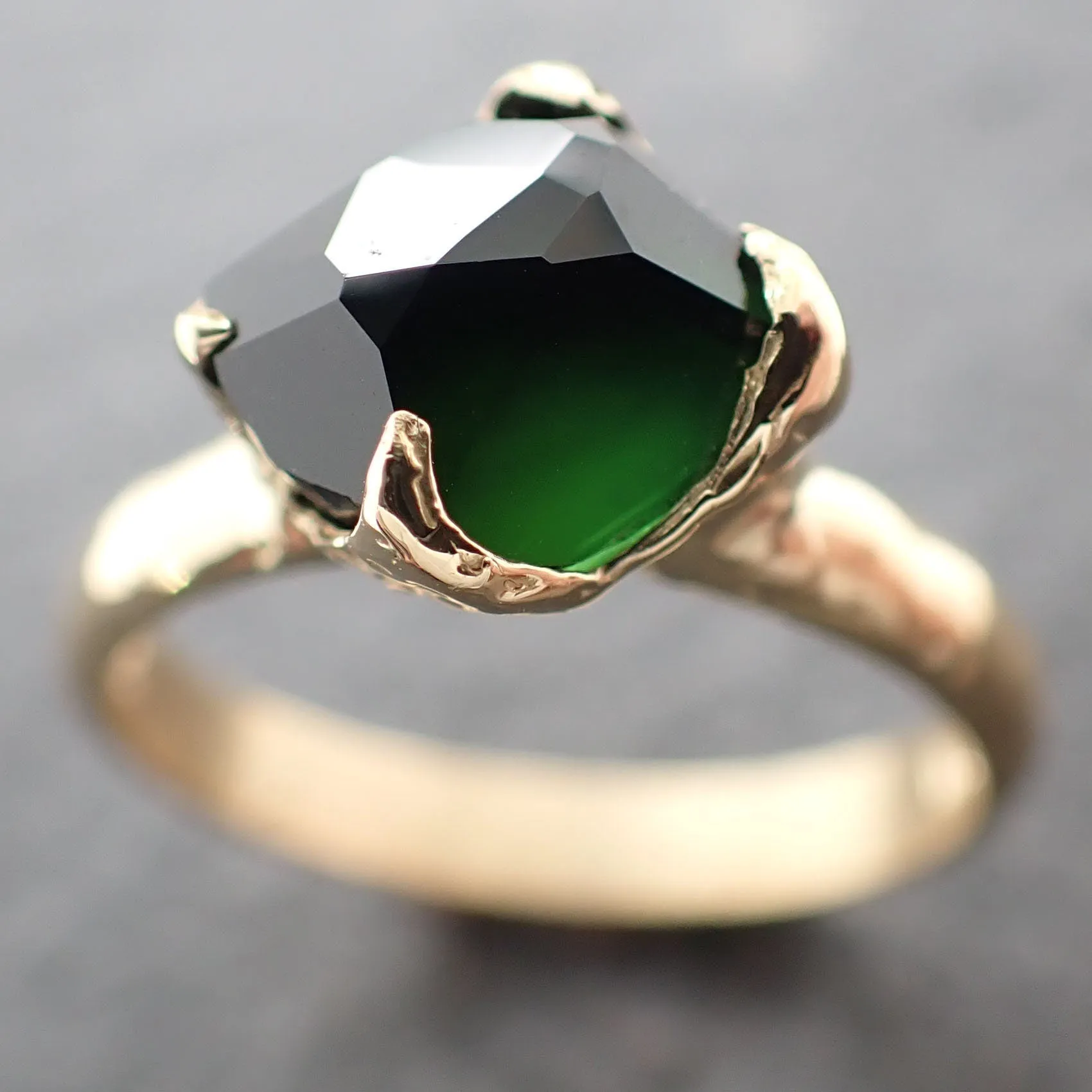 partially faceted solitaire green tourmaline 18k yellow gold engagement ring one of a kind gemstone ring byangeline 3034 Alternative Engagement