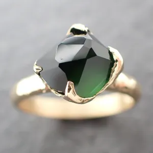 partially faceted solitaire green tourmaline 18k yellow gold engagement ring one of a kind gemstone ring byangeline 3034 Alternative Engagement