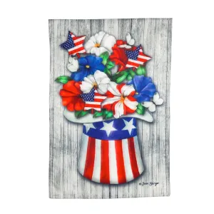 Patriotic Hat Floral Bouquet Garden Strié Flag,14t9844