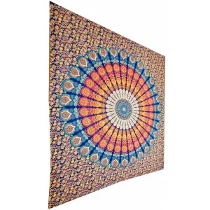 Peacock Feather Mandala Art Deco Design Pattern Tapestry