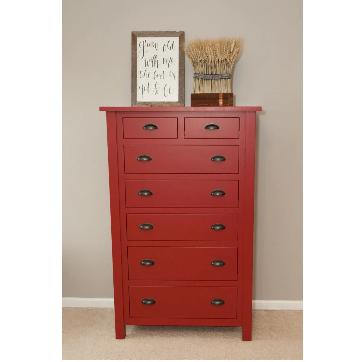 Penn Dresser, Solid Brown Maple Wood, Red Paint