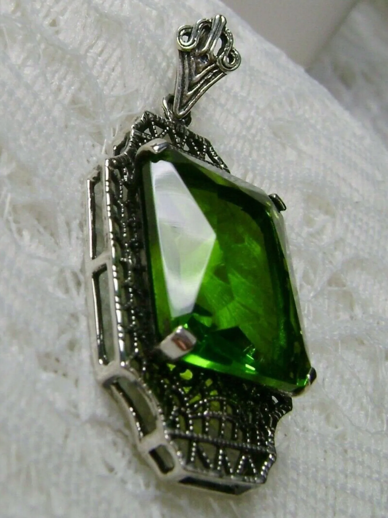 Peridot Pendant, 1930s Art Deco Jewelry #P13