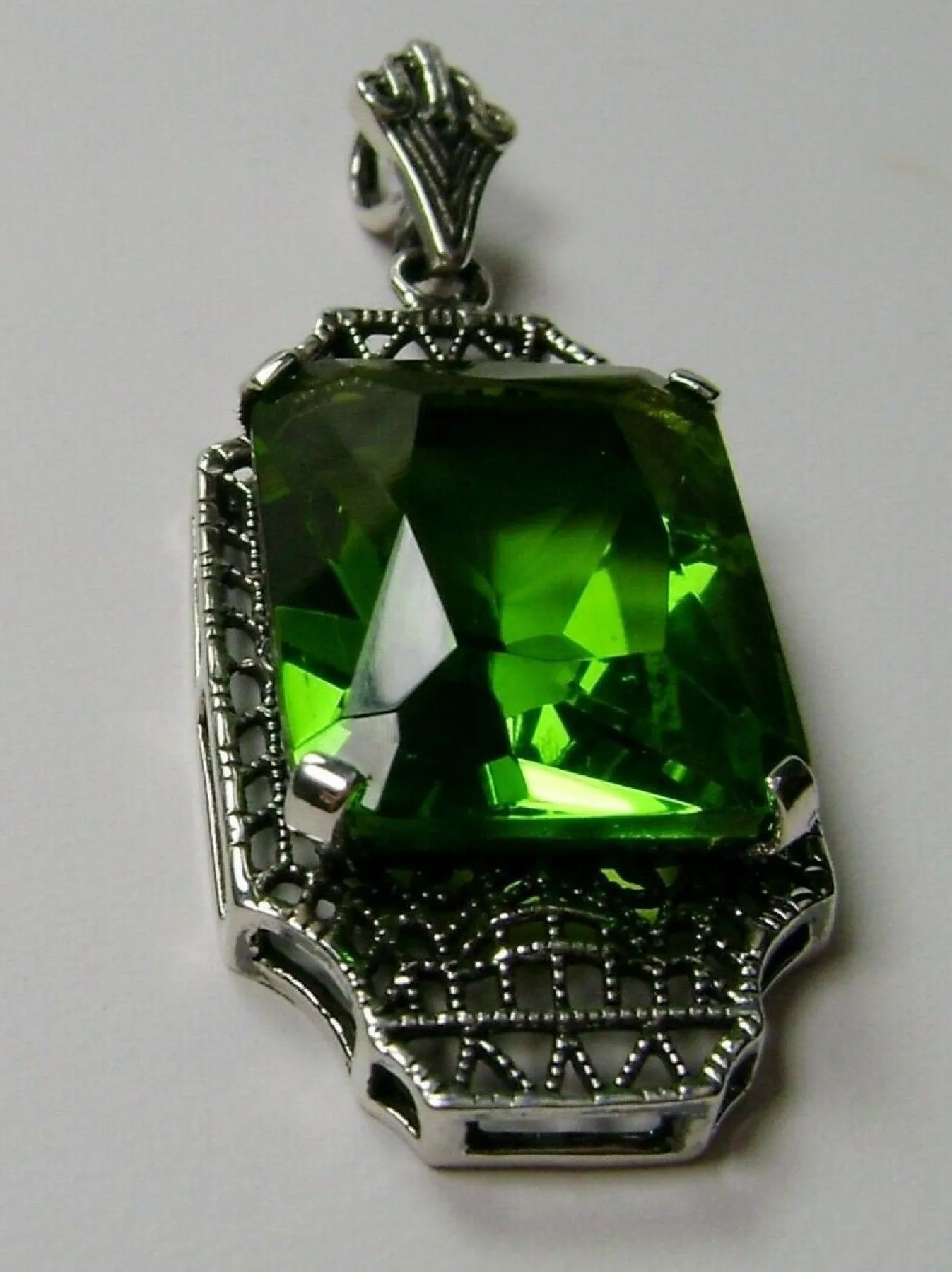Peridot Pendant, 1930s Art Deco Jewelry #P13