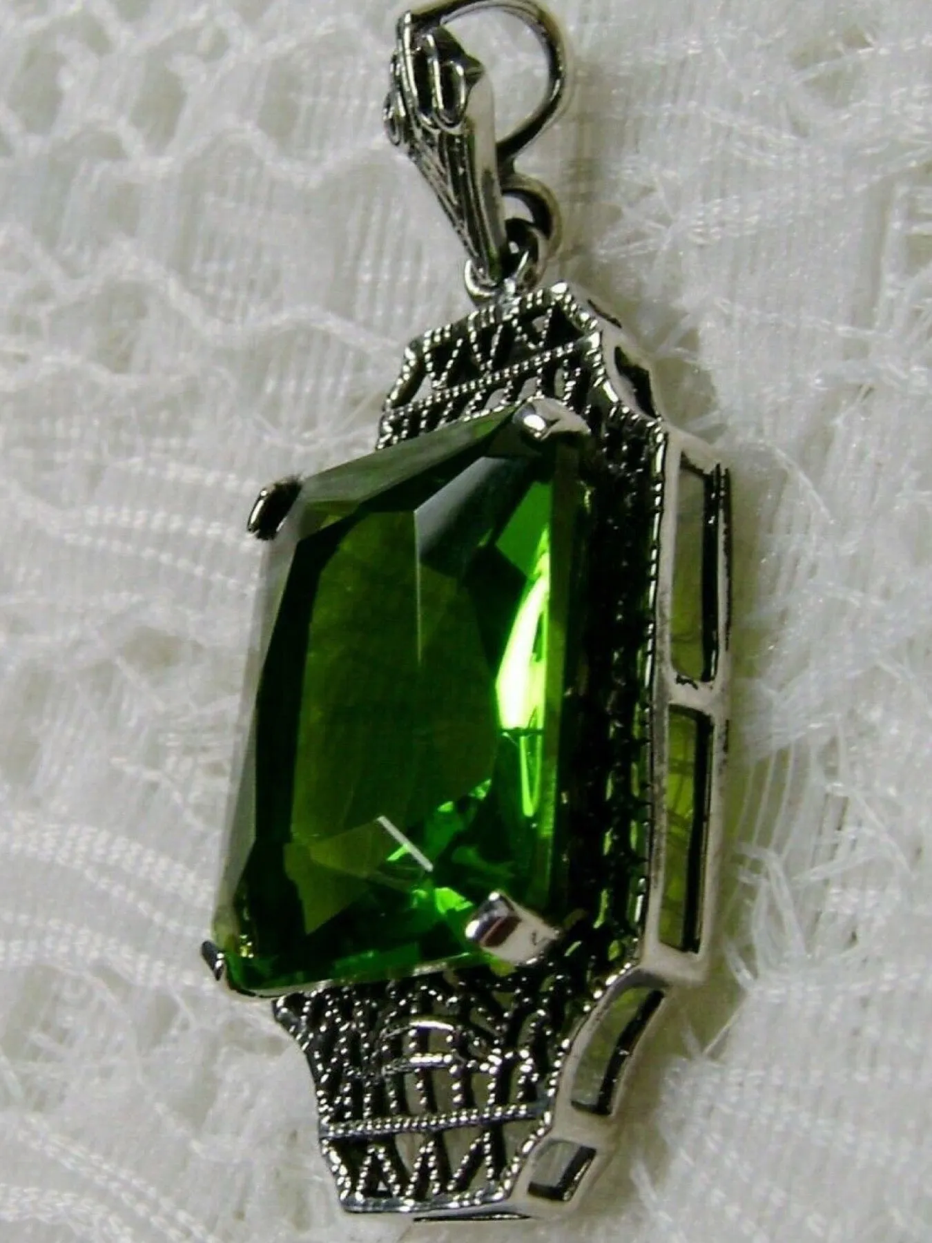 Peridot Pendant, 1930s Art Deco Jewelry #P13
