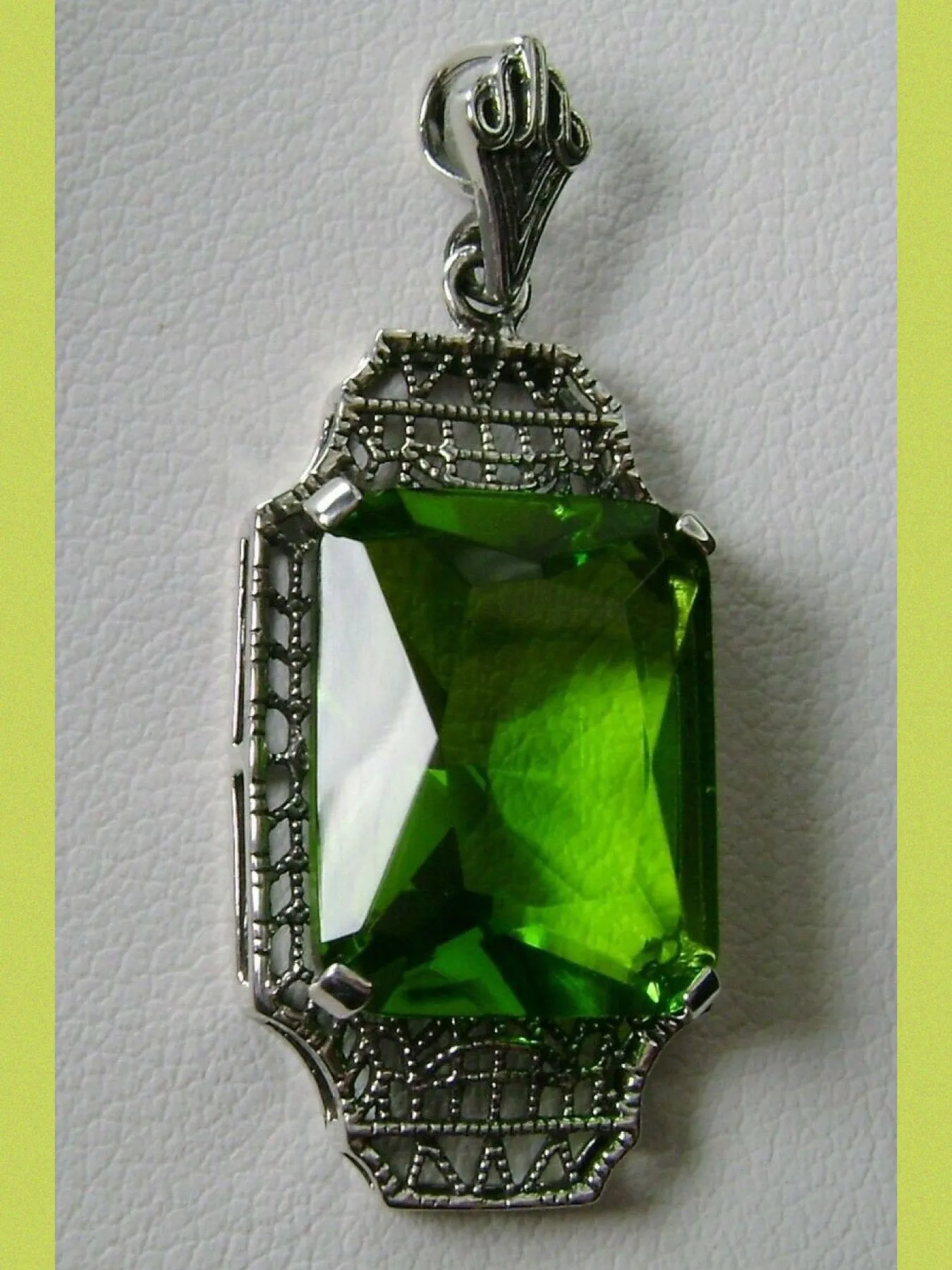 Peridot Pendant, 1930s Art Deco Jewelry #P13