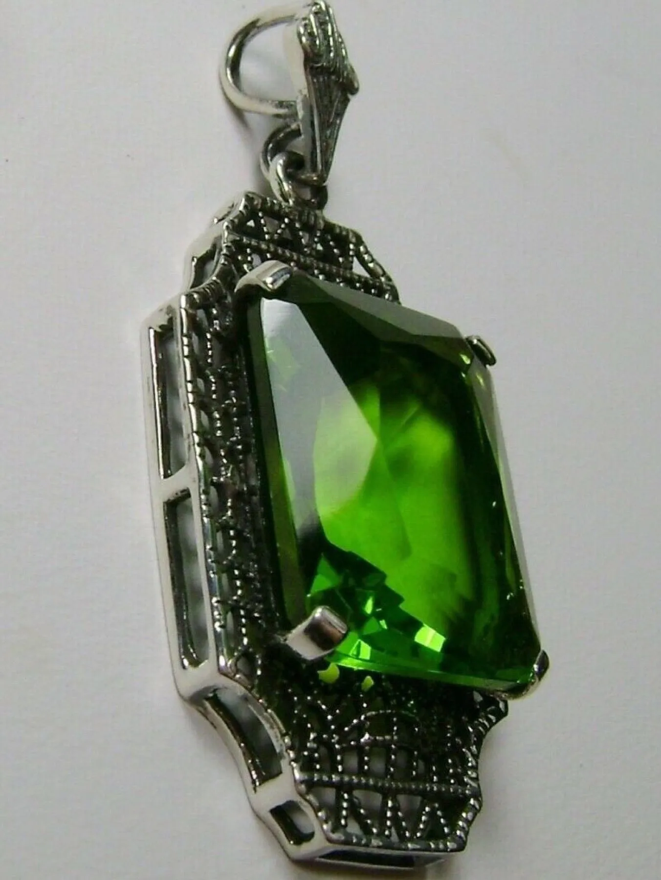 Peridot Pendant, 1930s Art Deco Jewelry #P13