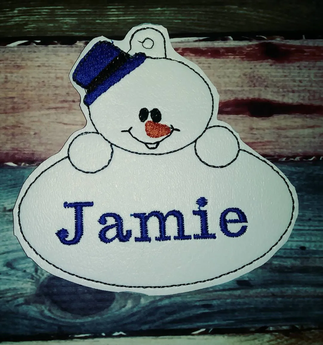 Personalized Ornament - snowman ornament - name ornament - vinyl ornament - christmas decoration - classroom gift - embroidered name - gift
