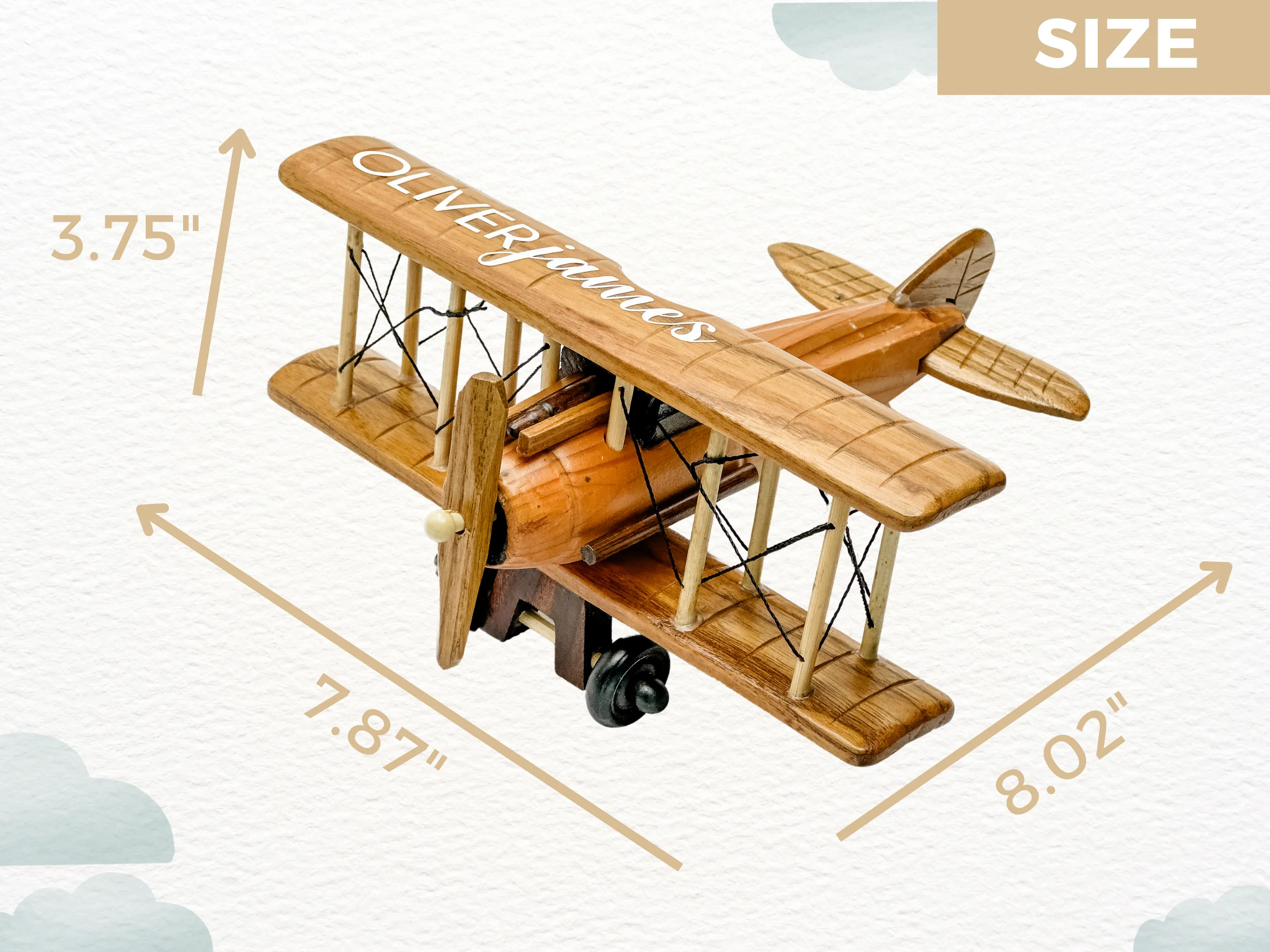 Personalized Wooden Airplane, Unique Baby Gift, Montessori Toy, Wooden Name Sign, Baby Bris Gift, Gift for Godson
