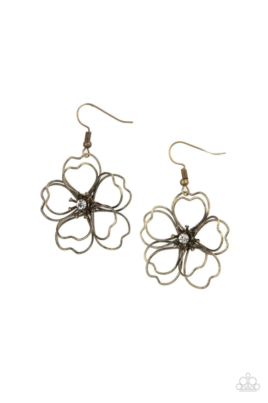 Petal Power Brass Paparazzi Earrings
