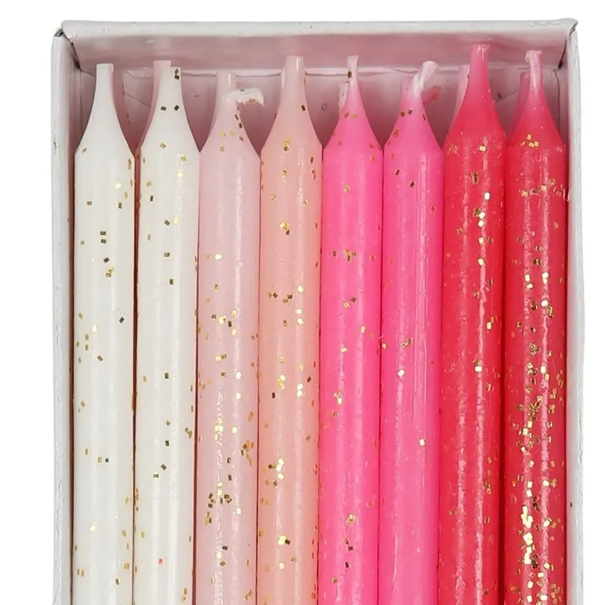 Pink Glitter Birthday Candles