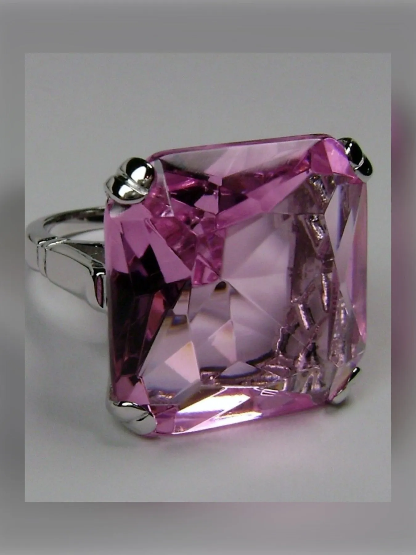Pink Topaz Ring, 20ct Big Huge Square Gem, Vintage Jewelry #D1