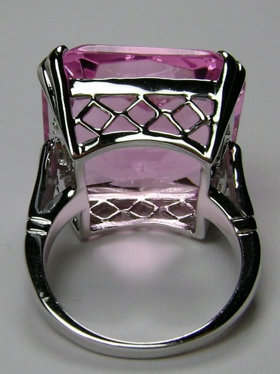 Pink Topaz Ring, 20ct Big Huge Square Gem, Vintage Jewelry #D1