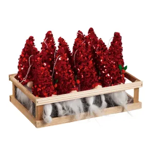 Plush Gnome with Sequin Hat Ornament, 2 Asst, 6 of each, 12 Piece Total in Wooden Tray,p1344129