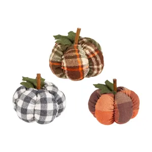 Plush Pumpkins Table Décor, 3 Asst Design, 3 of each, 9 Piece Total in Wooden Crate,p1344120