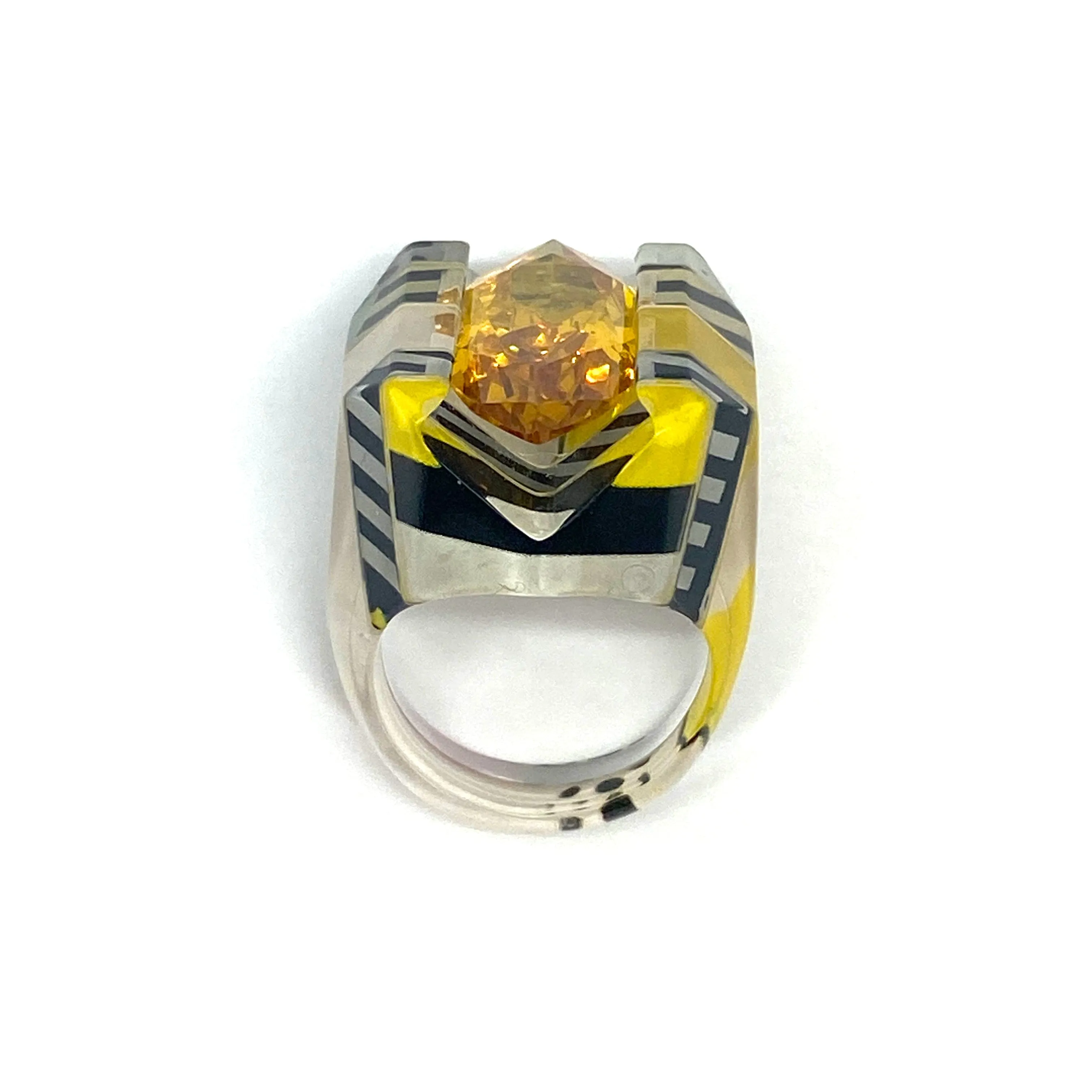 Pop Art Citrine Sculpted Cocktail Ring