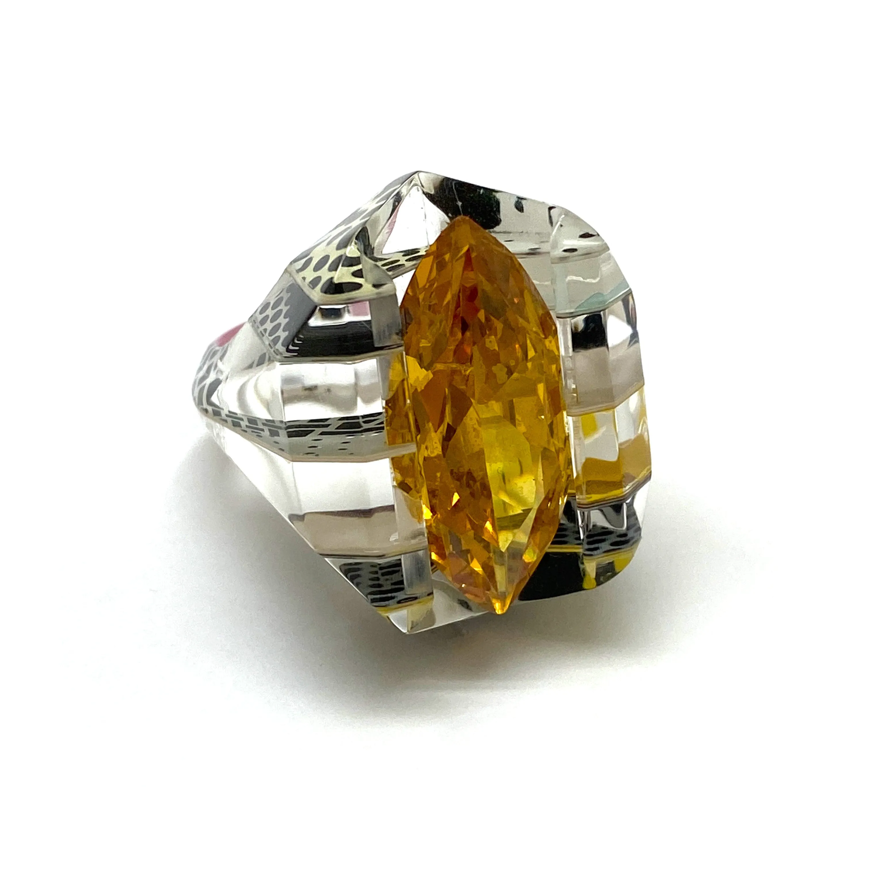 Pop Art Citrine Sculpted Cocktail Ring