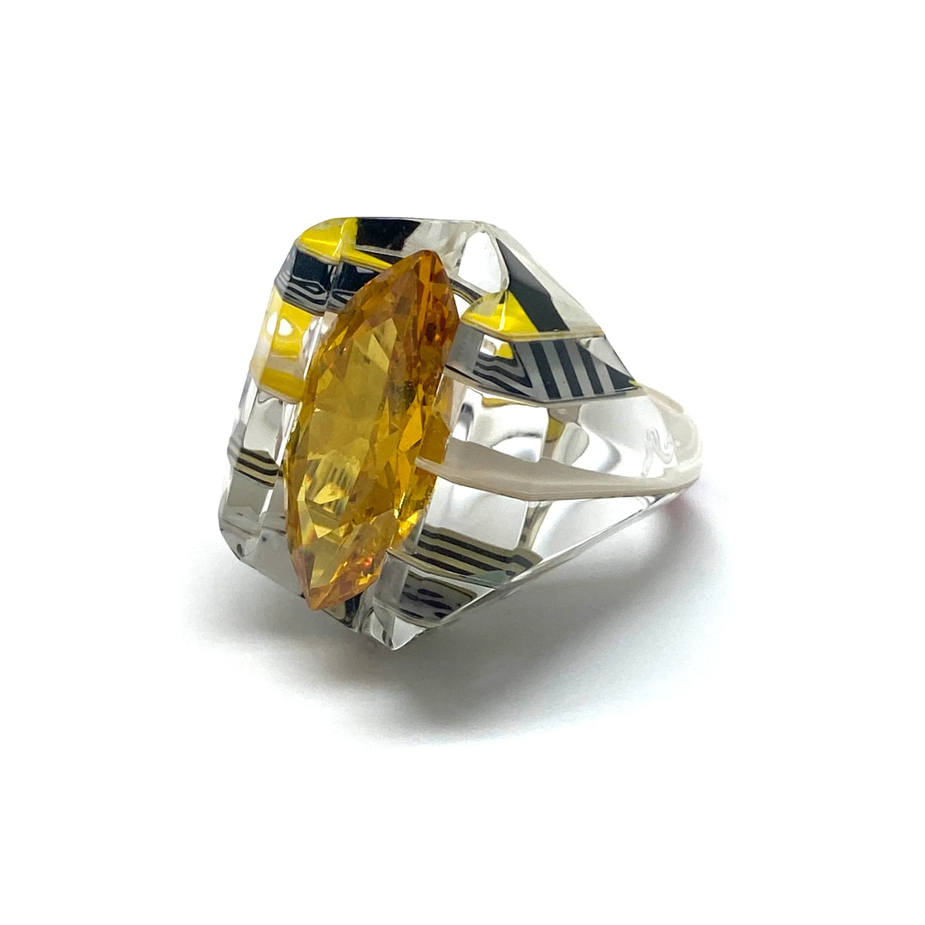 Pop Art Citrine Sculpted Cocktail Ring