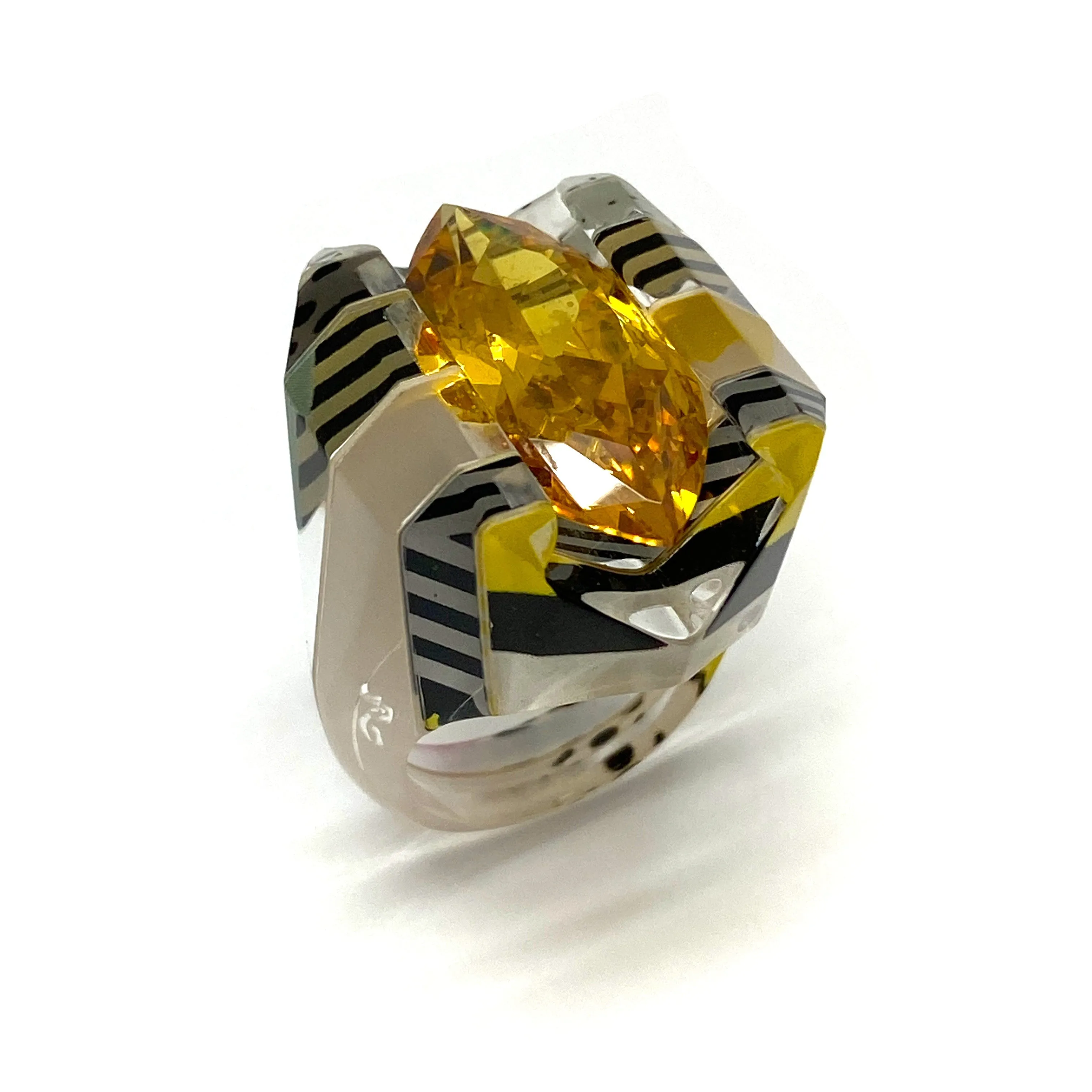 Pop Art Citrine Sculpted Cocktail Ring