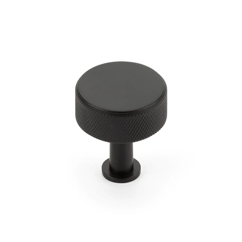 Pub House Knurled Round Cabinet Knob - Cabinet Mount - 2" Brass/Matt Black