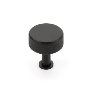 Pub House Knurled Round Cabinet Knob - Cabinet Mount - 2" Brass/Matt Black