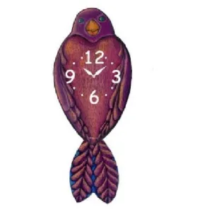 Purple Bird Pendulum Wall Clock