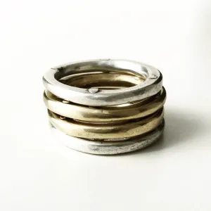 Quads - Rivet Stacking Rings 2 silver   2 bronze