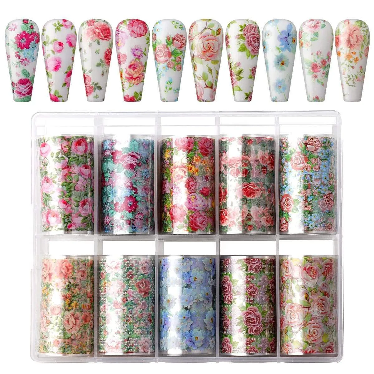 "Rose" Flowers Nail Foil Transfer Stickers