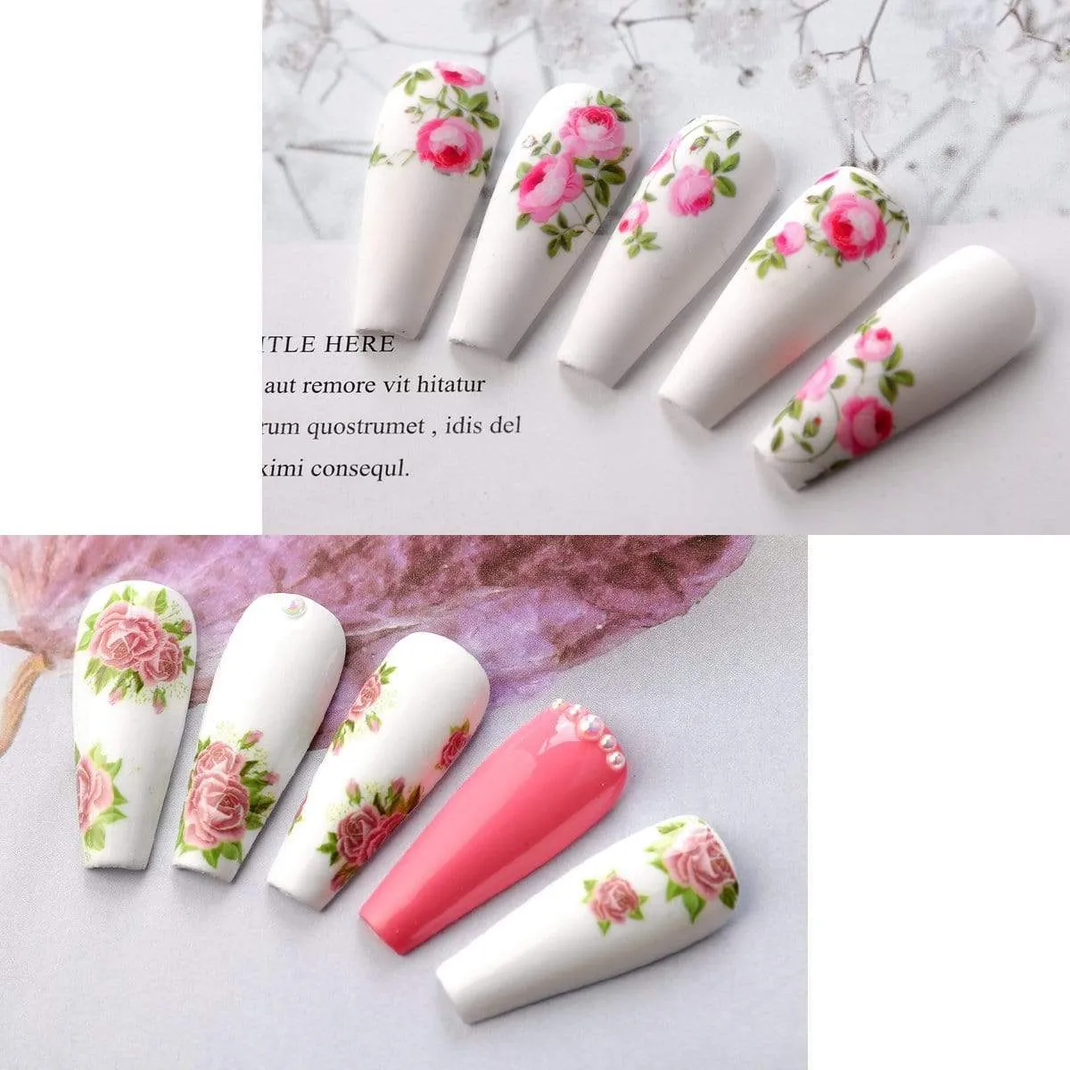 "Rose" Flowers Nail Foil Transfer Stickers