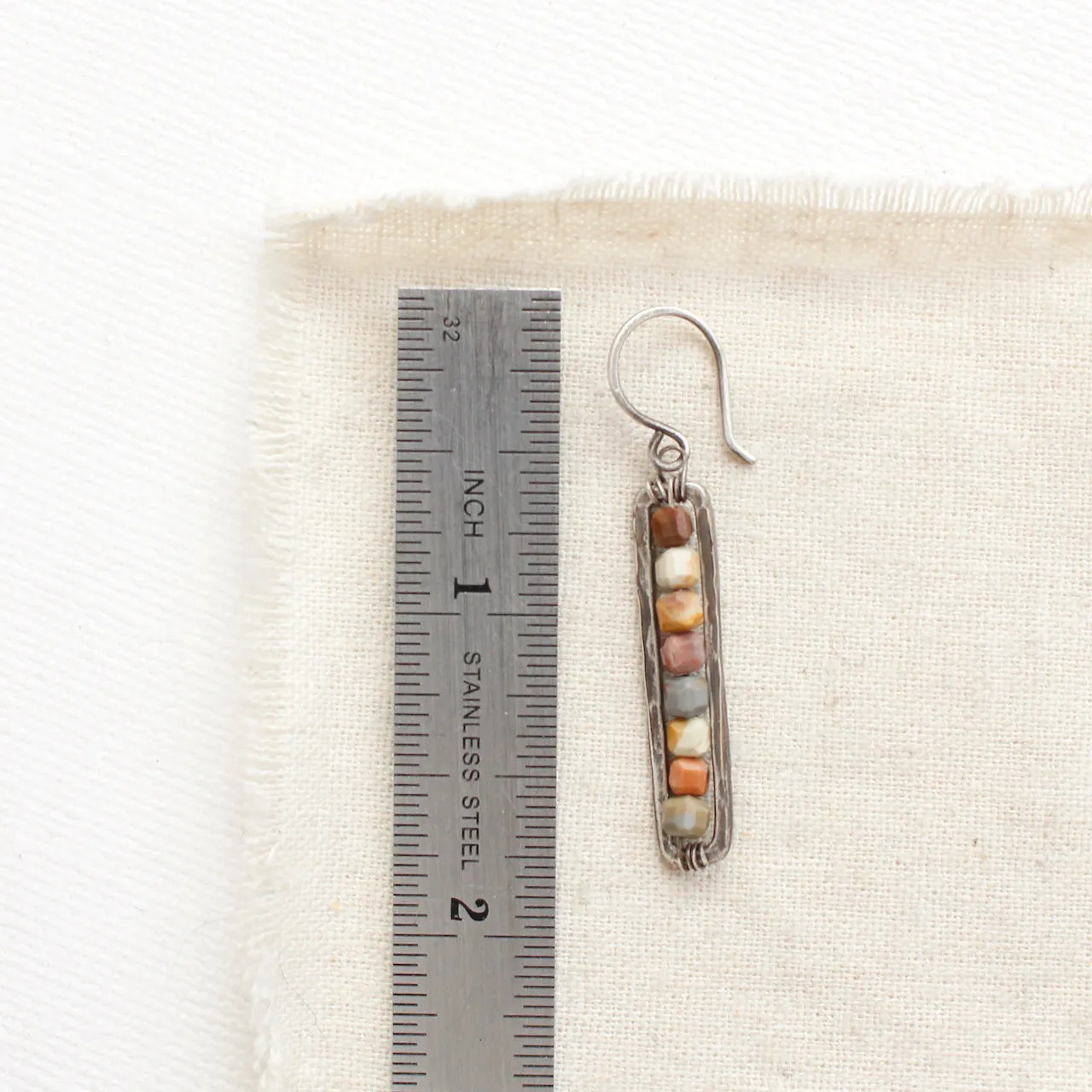 Rainbow Agate Beaded Bar Earrings
