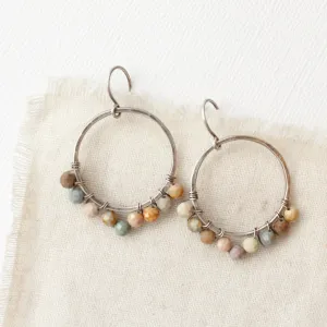 Rainbow Agate Hoop Earrings