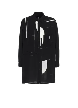 RAYON PRINT DOT PATTERN LONG SHIRT