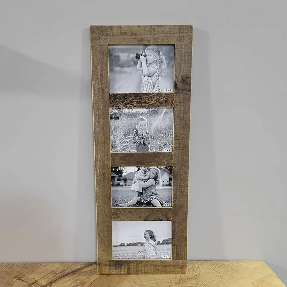 Reclaimed Wood 4 Pane Picture Frame 10x25