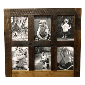 Reclaimed Wood Picture Frame, 6 Openings, 20 x 18