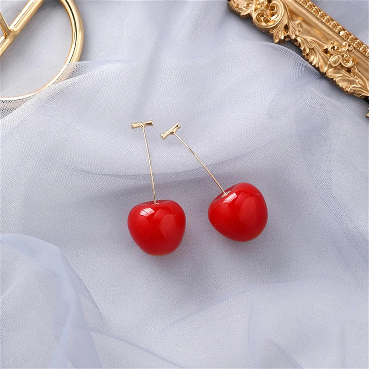 Red & 18K Gold-Plated Cherry Drop Earrings