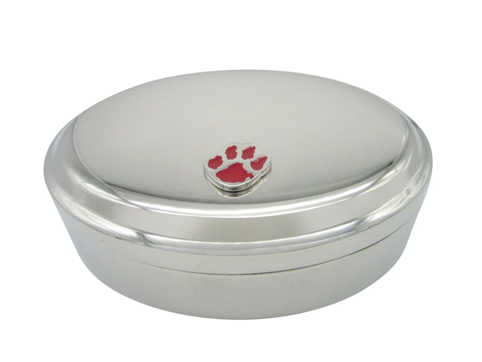 Red Animal Paw Pendant Oval Trinket Jewelry Box