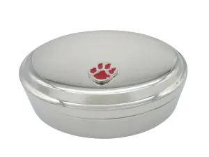 Red Animal Paw Pendant Oval Trinket Jewelry Box