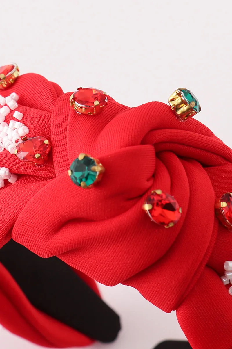 Red christmas snowflake embroidery adults headband