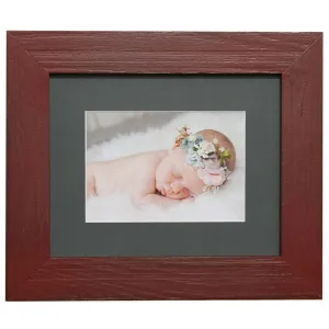 Red Distressed Picture Frame, Charcoal Photo Mat 8x10