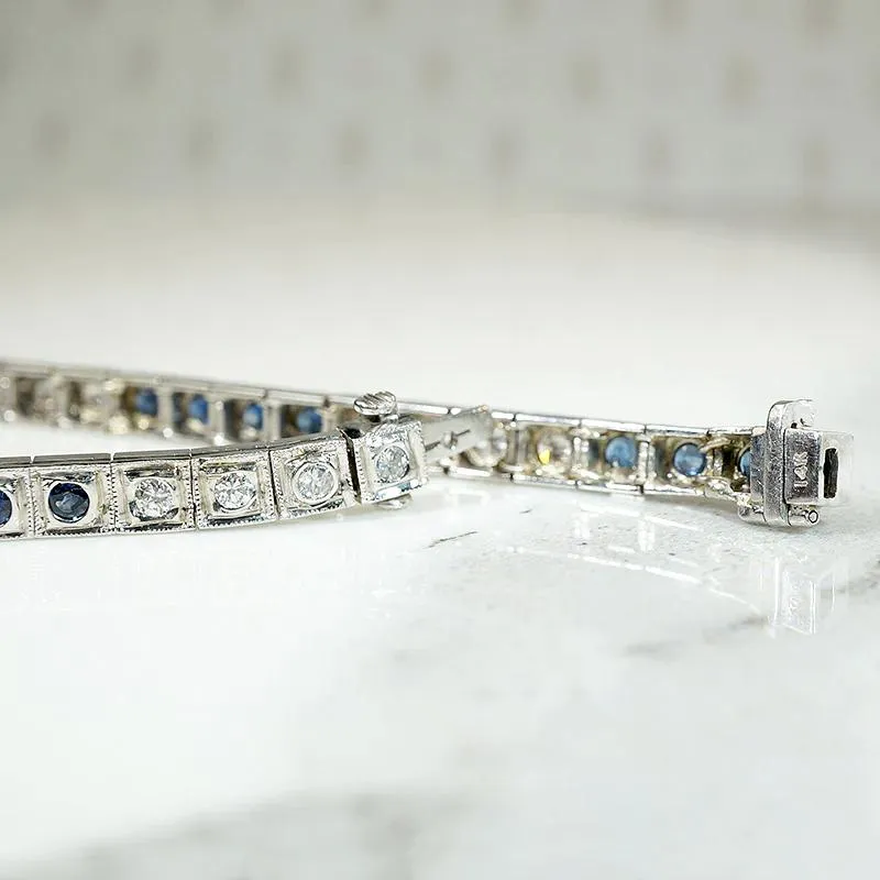 Refined Diamond & Sapphire Art Deco Line Bracelet